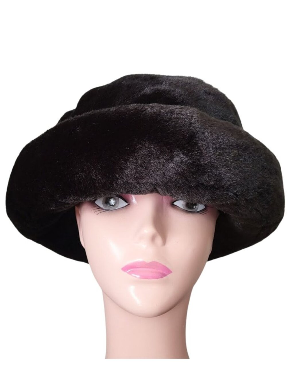 ISONTONER Black Faux Fur Bucket Hat  - Women's OS